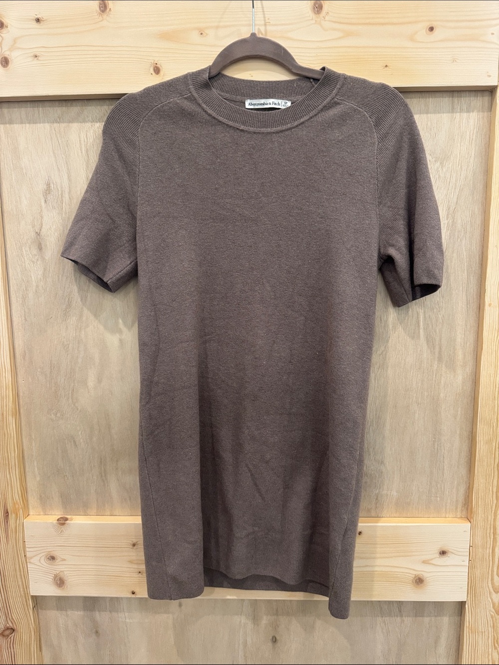 Abercrombie & Fitch Chocolate Brown Short-Sleeve Midi Dress